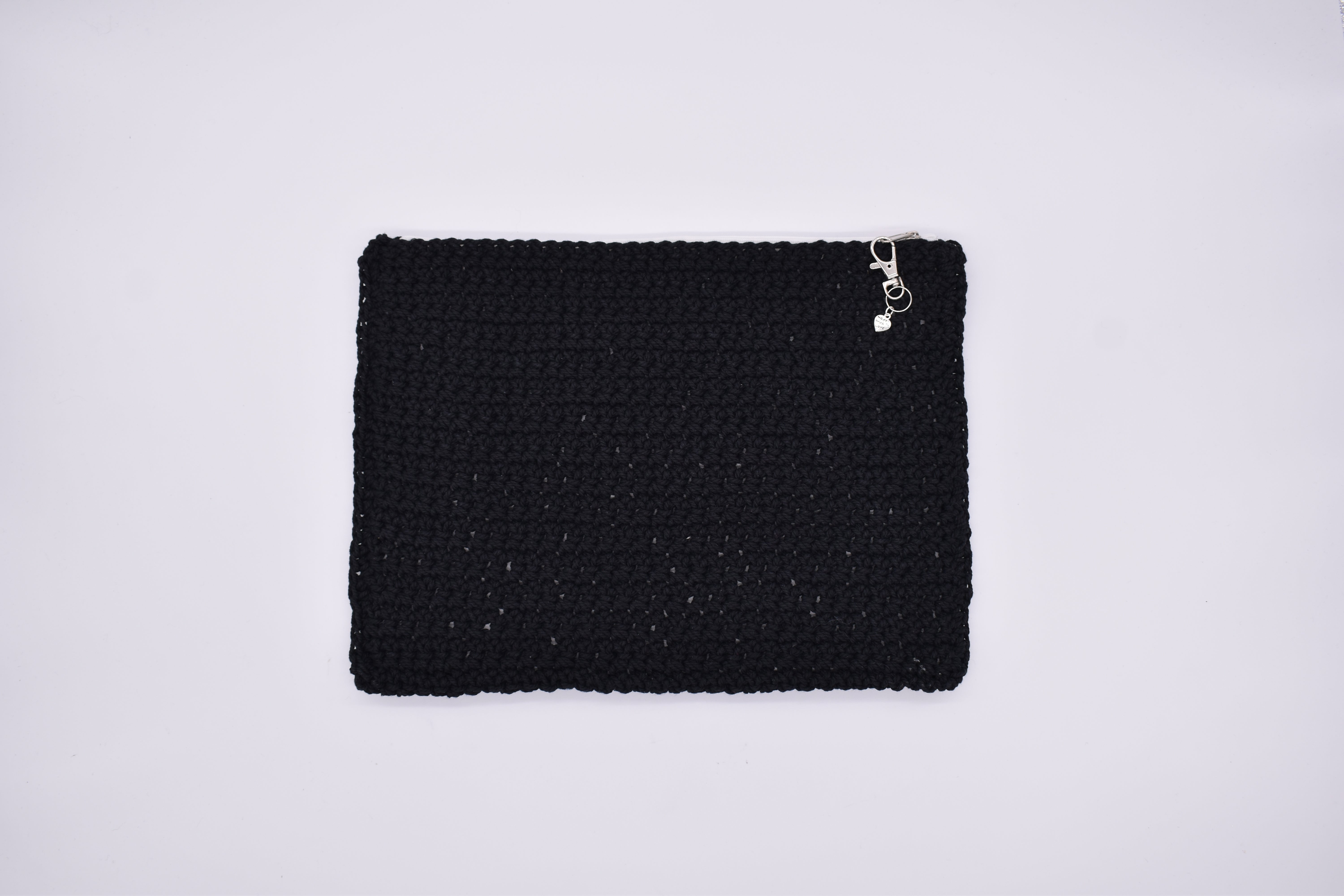 Jumieez Handcrafted Crochet Pouch – Special Edition Large Black with Dripping Love Patch