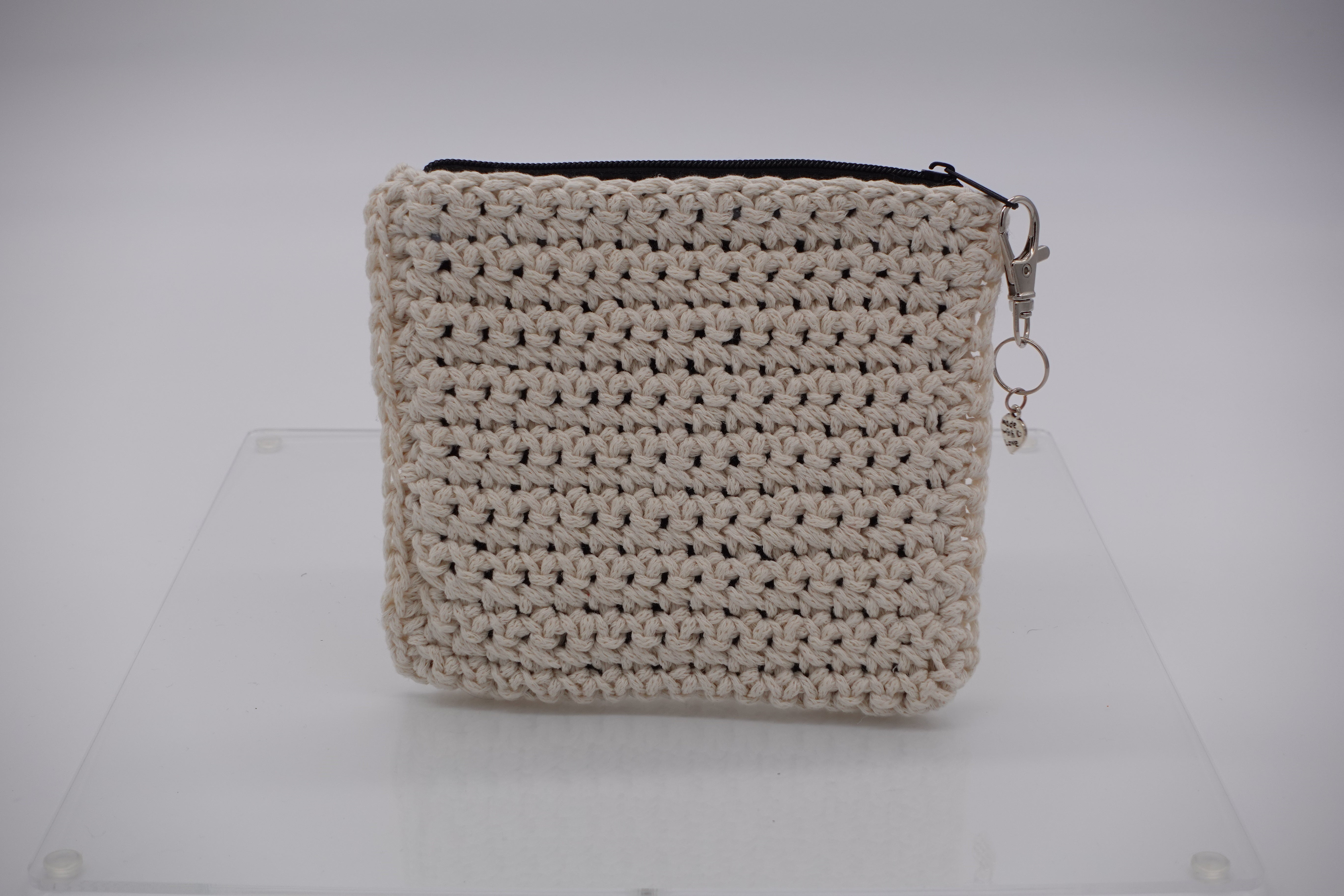 Jumieez Handcrafted Crochet Pouch – Small Beige with Astronaut Patch