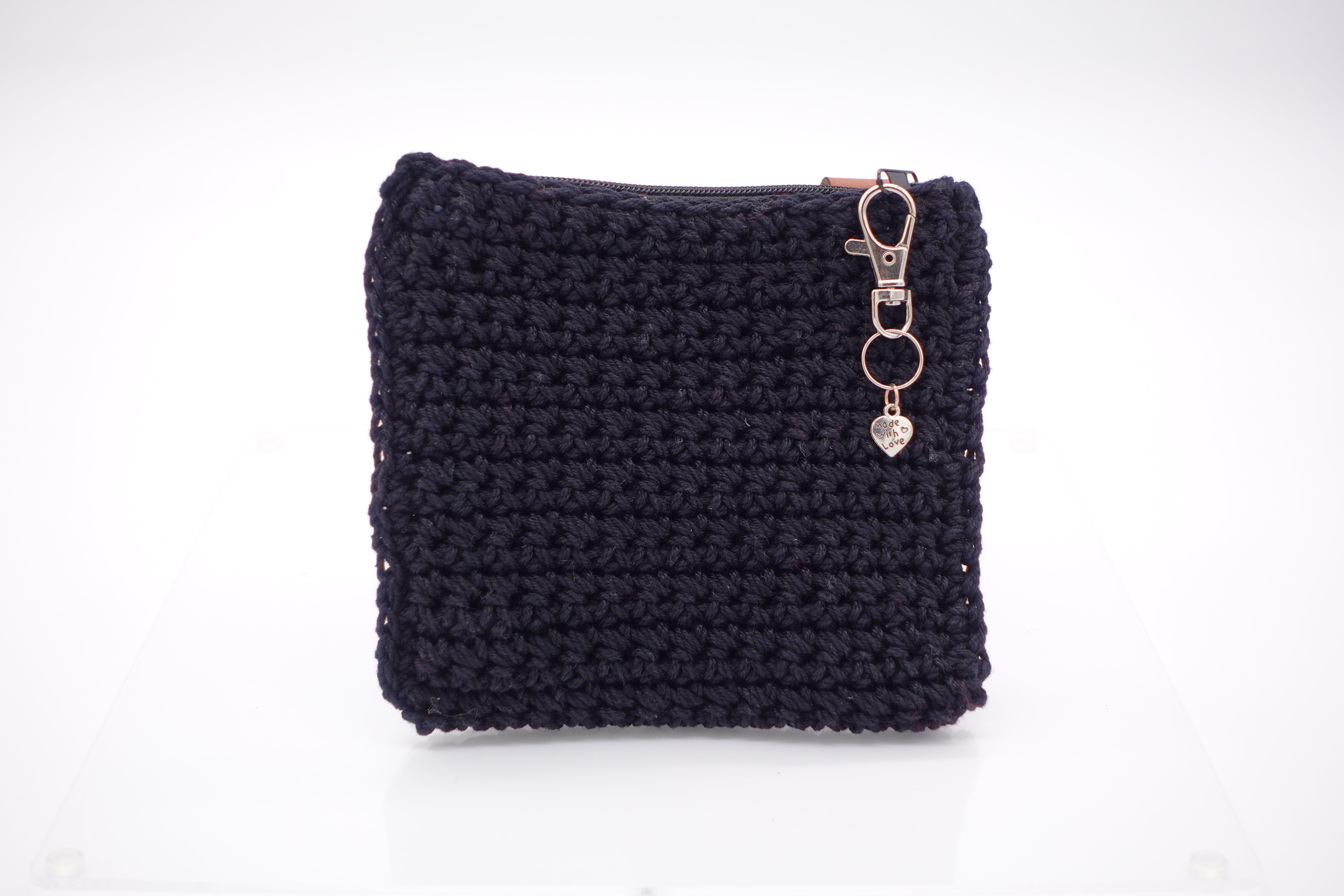 Jumieez Handcrafted Crochet Pouch – Small Black with Astronaut Patch