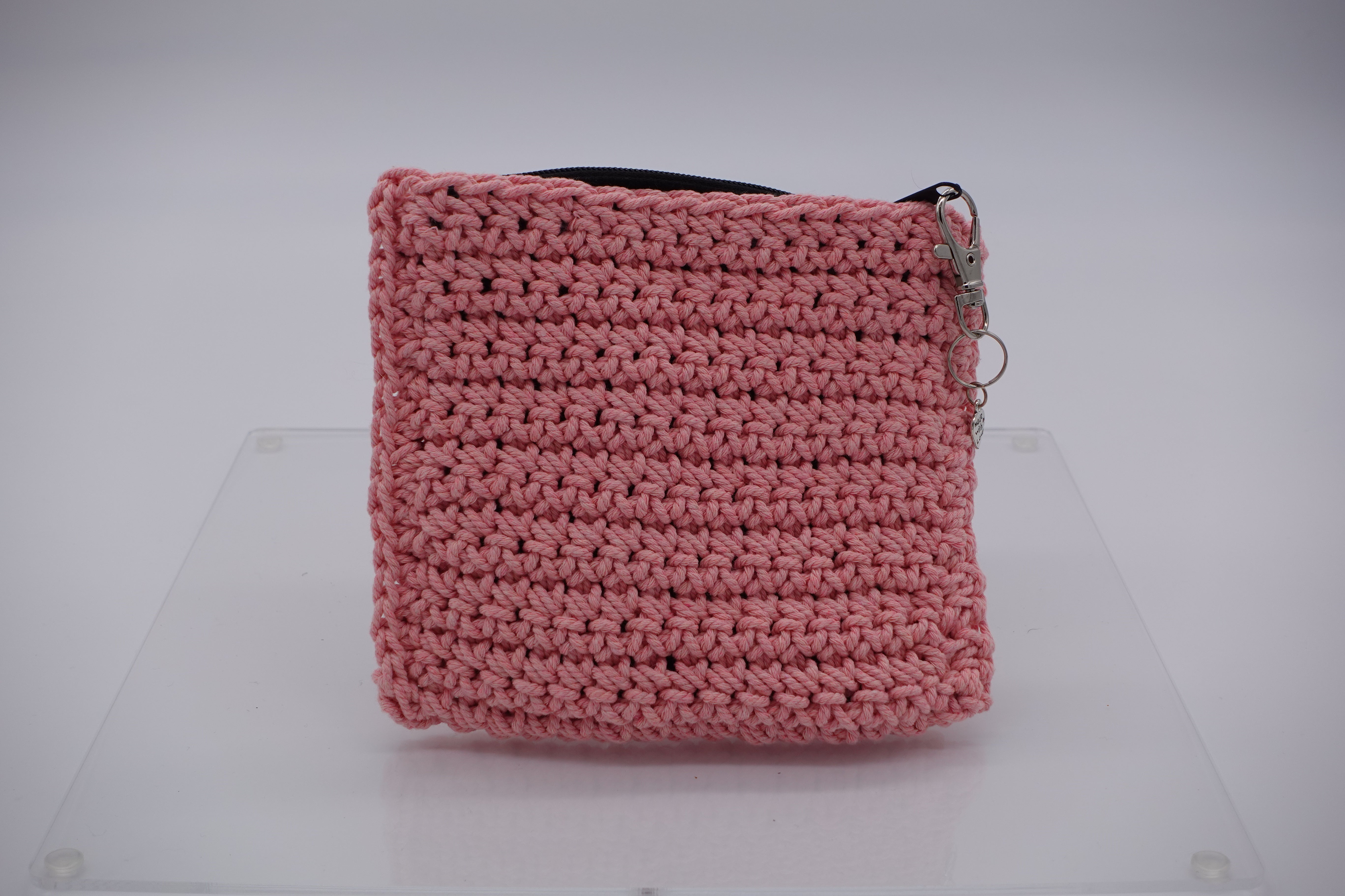 Jumieez Handcrafted Crochet Pouch – Small Pink with Black Star Patch