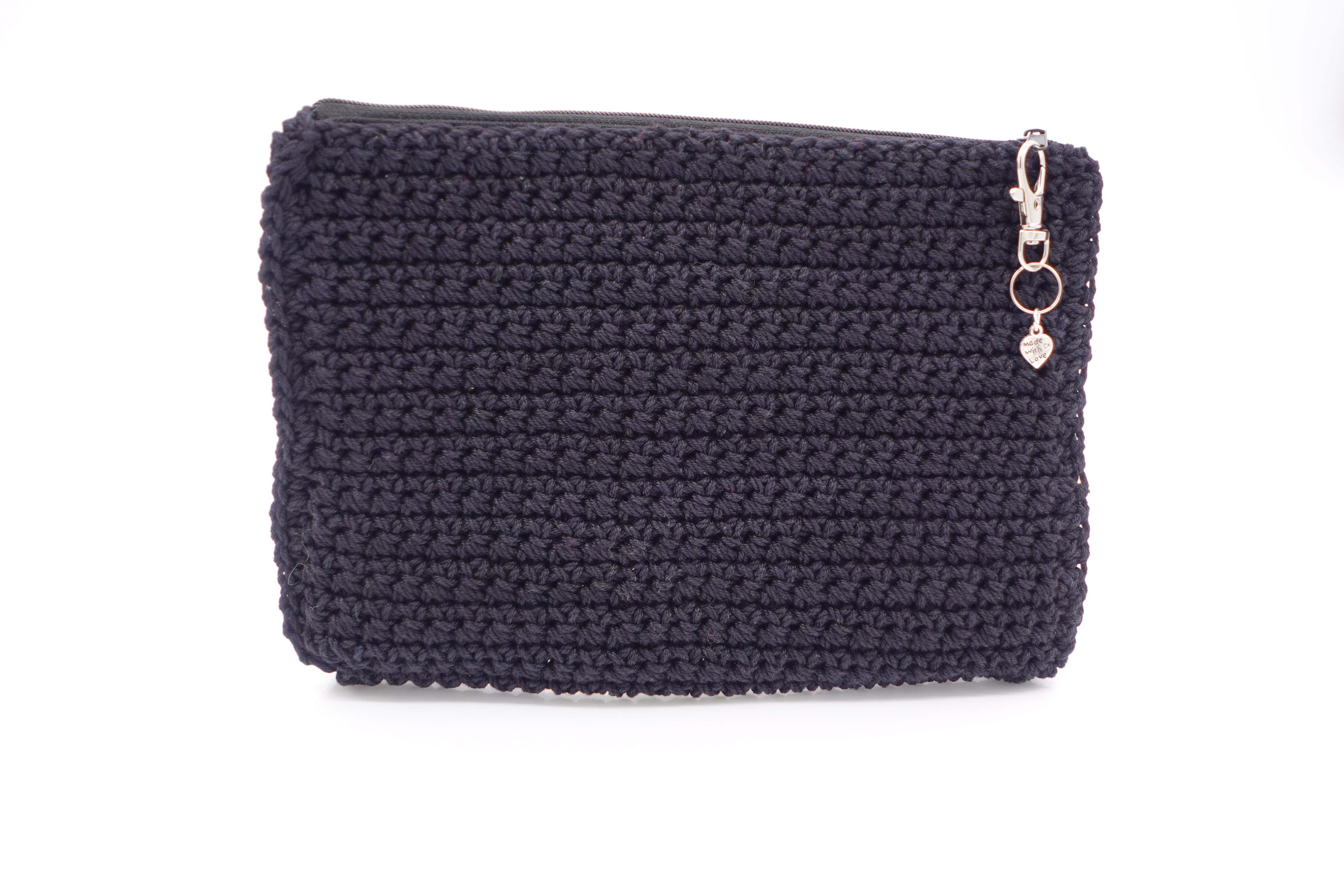 Jumieez Handcrafted Crochet Pouch – Medium Black with Black Star Patch