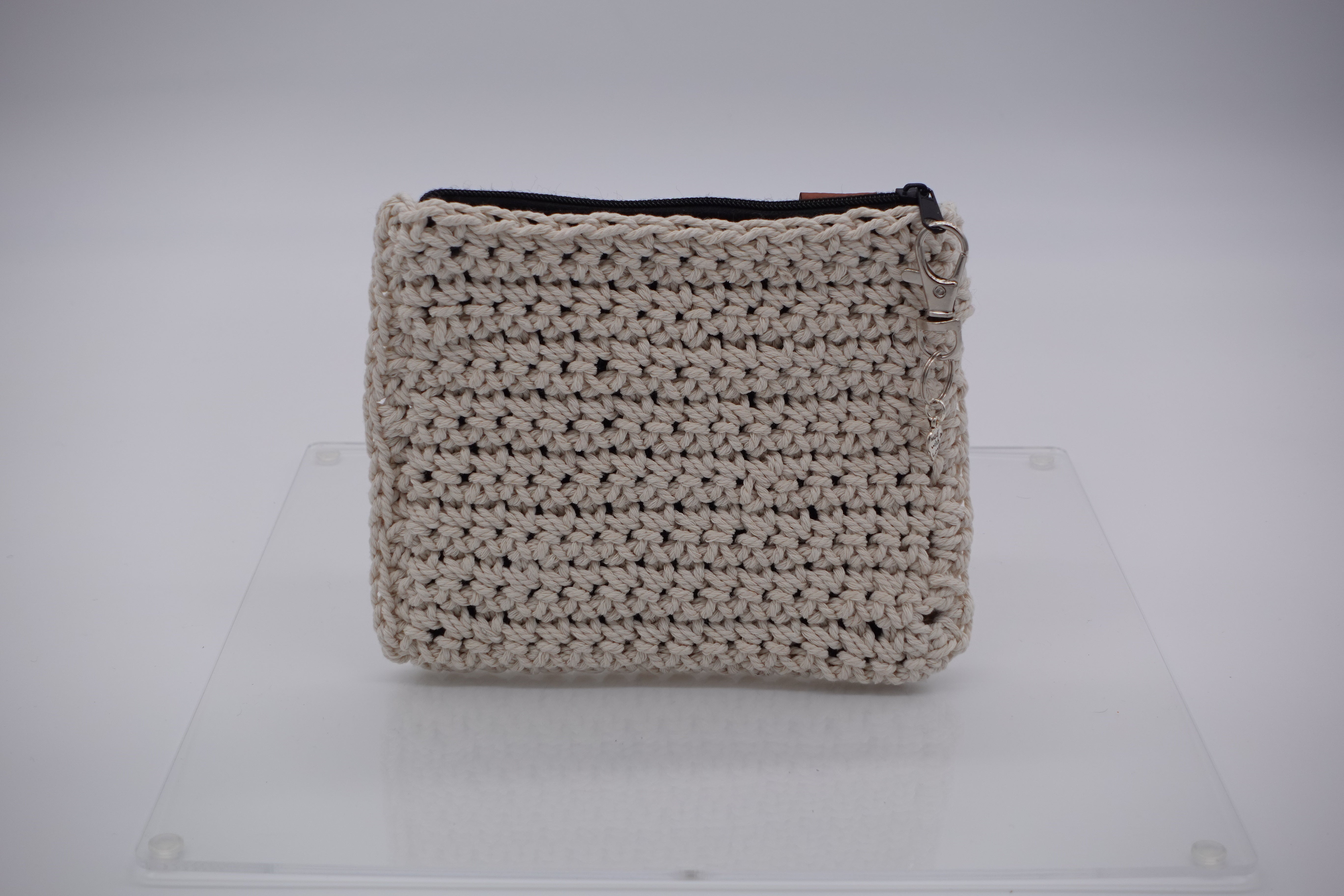 Jumieez Handcrafted Crochet Pouch – Special Edition Small Cream with Mickey-Inspired Patch