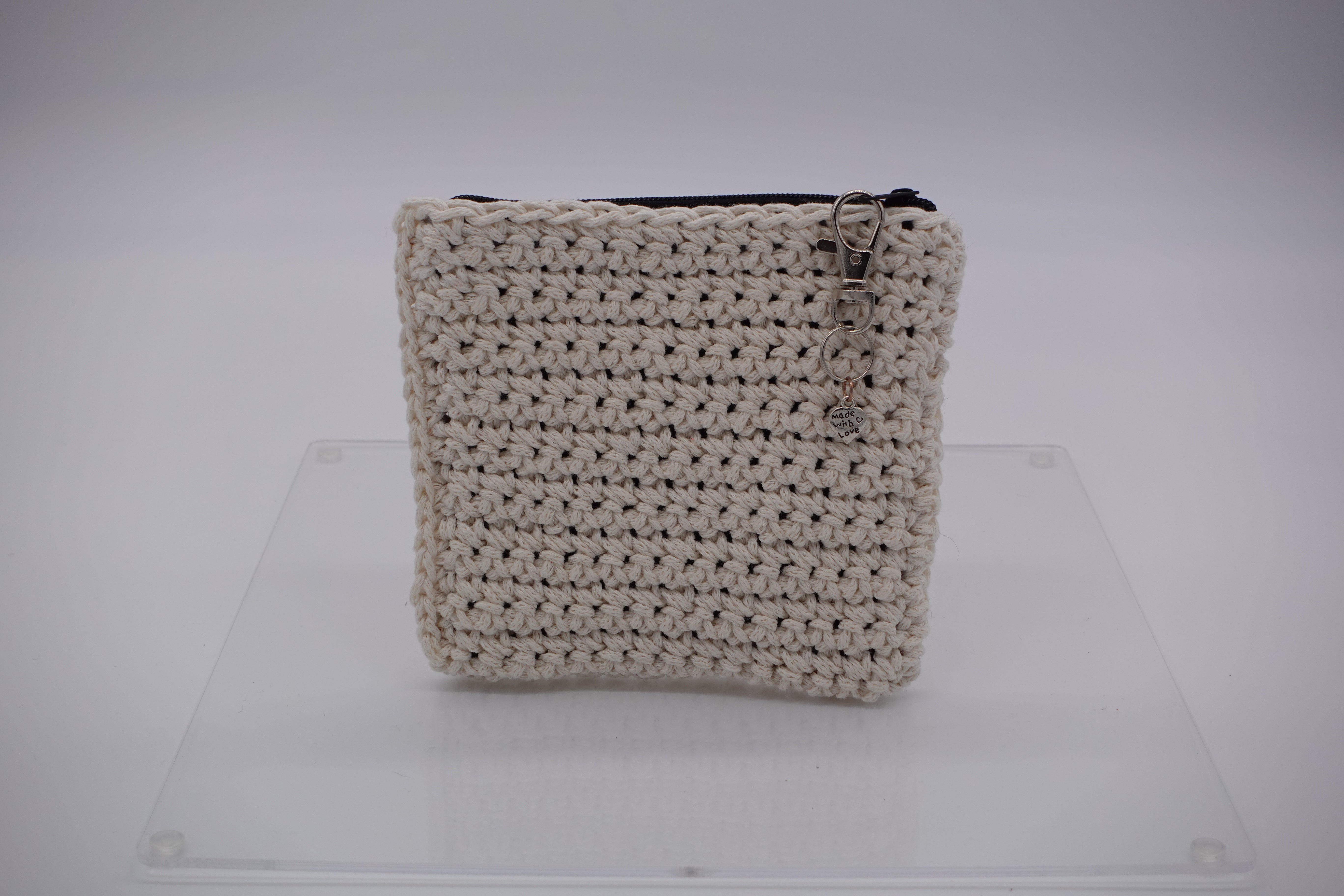 Jumieez Handcrafted Crochet Pouch – Small Cream with ‘This Girl Can’ Heart Patch