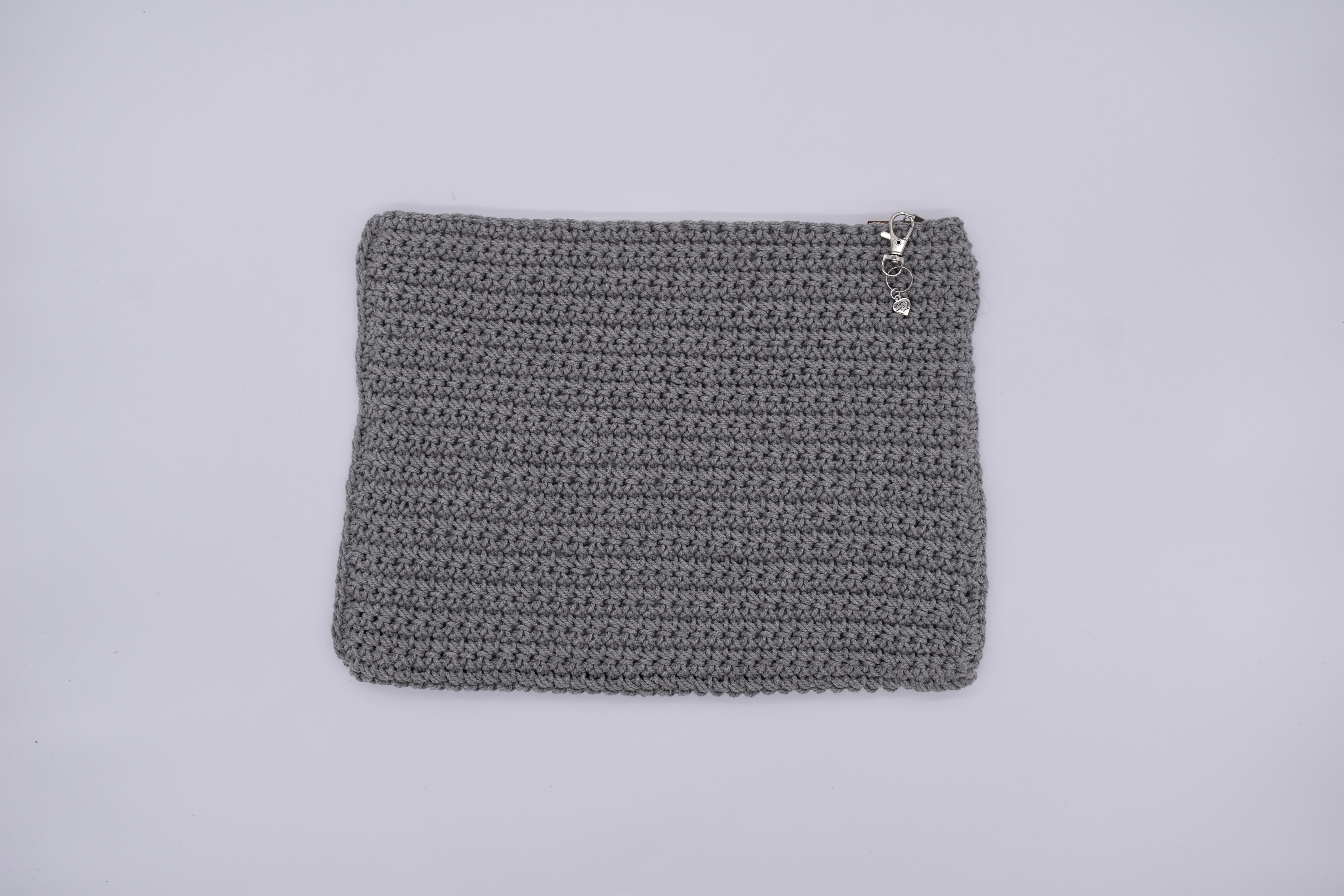 Jumieez Handcrafted Crochet Pouch – Special Edition Large Grey with ‘LOVE’ Drip Patch