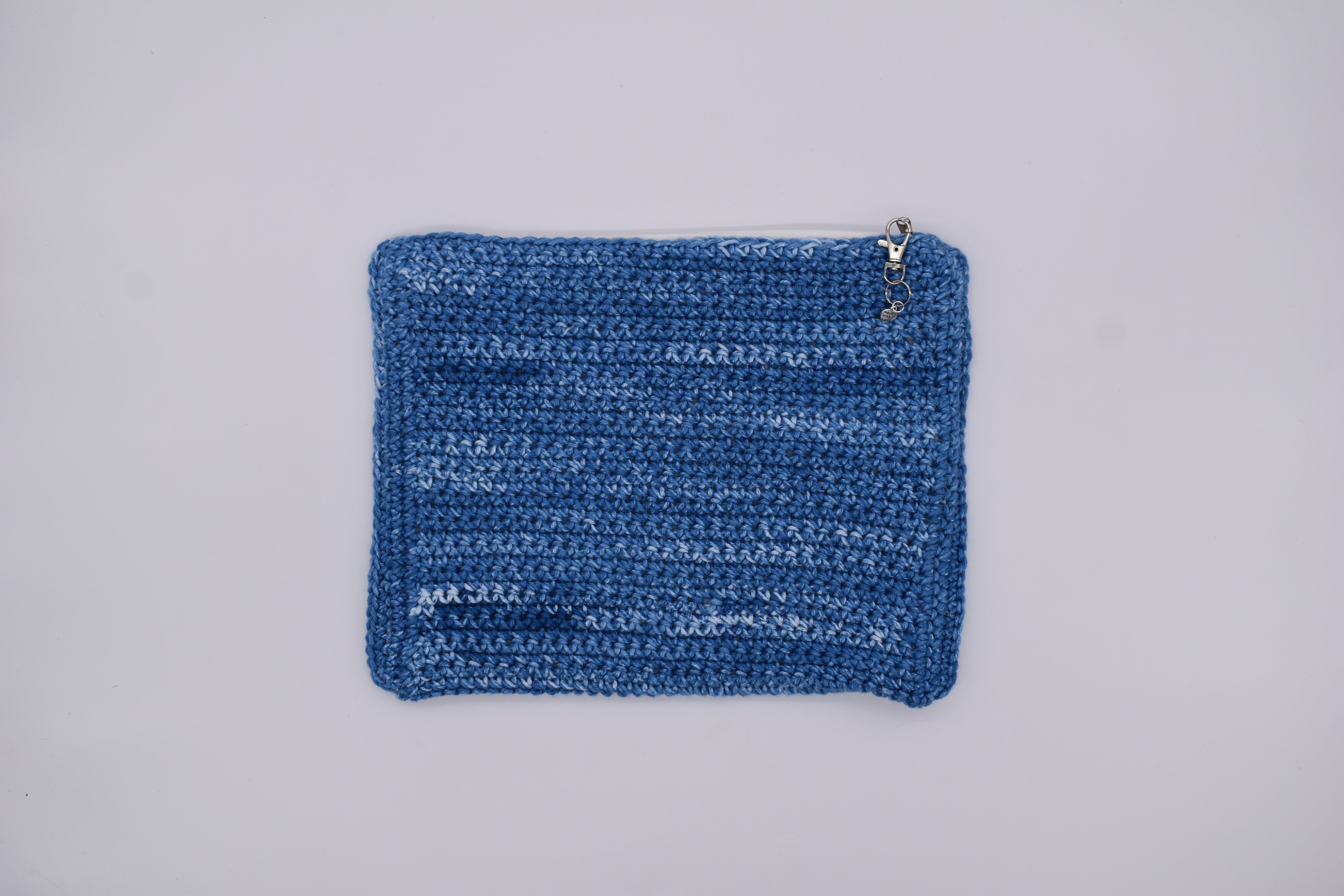 Jumieez Handcrafted Crochet Pouch – Special Edition Large Blue with Cat Patch