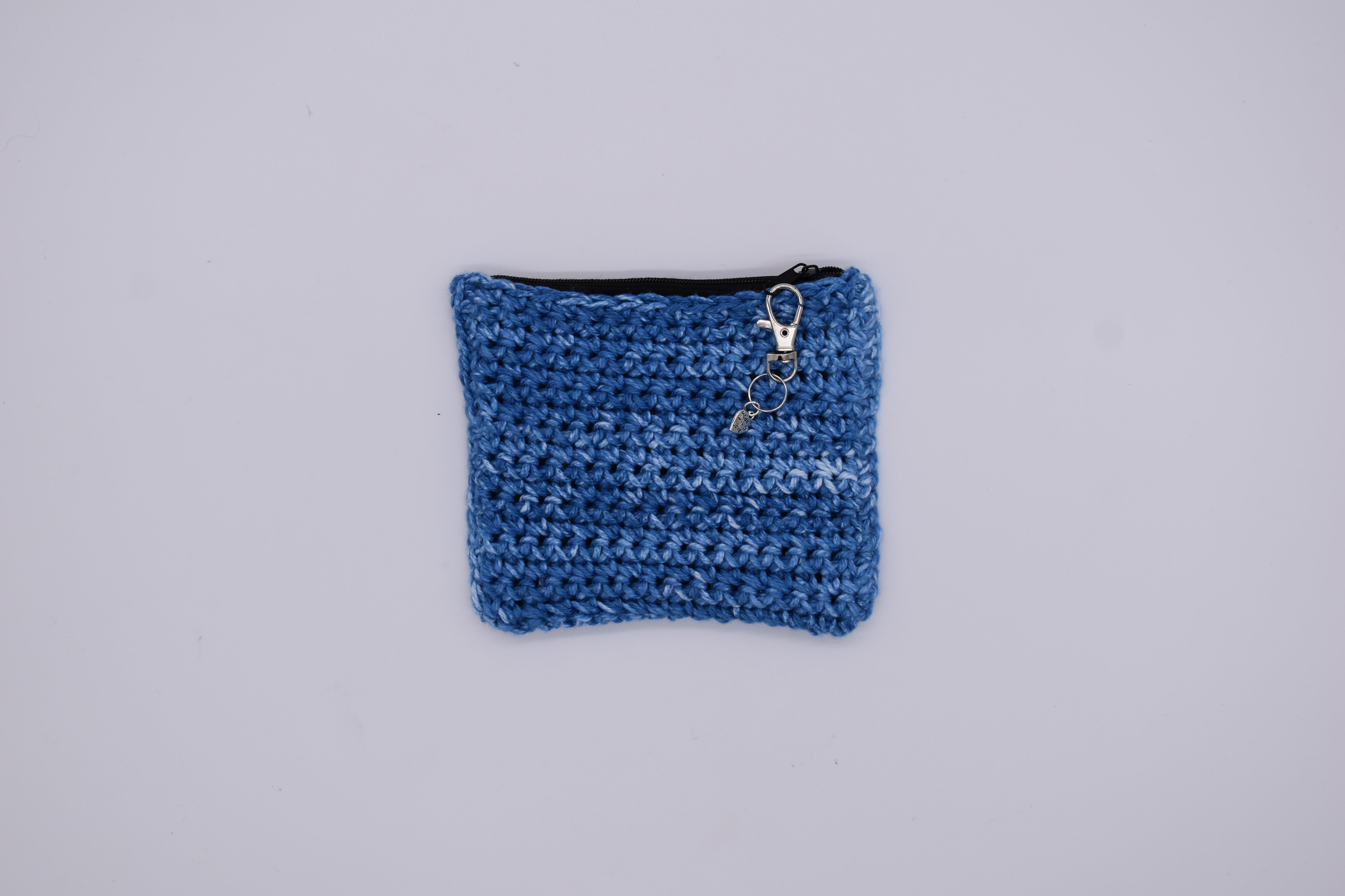 Jumieez Handcrafted Crochet Pouch – Special Edition Small Blue with Teddy Bear Patch