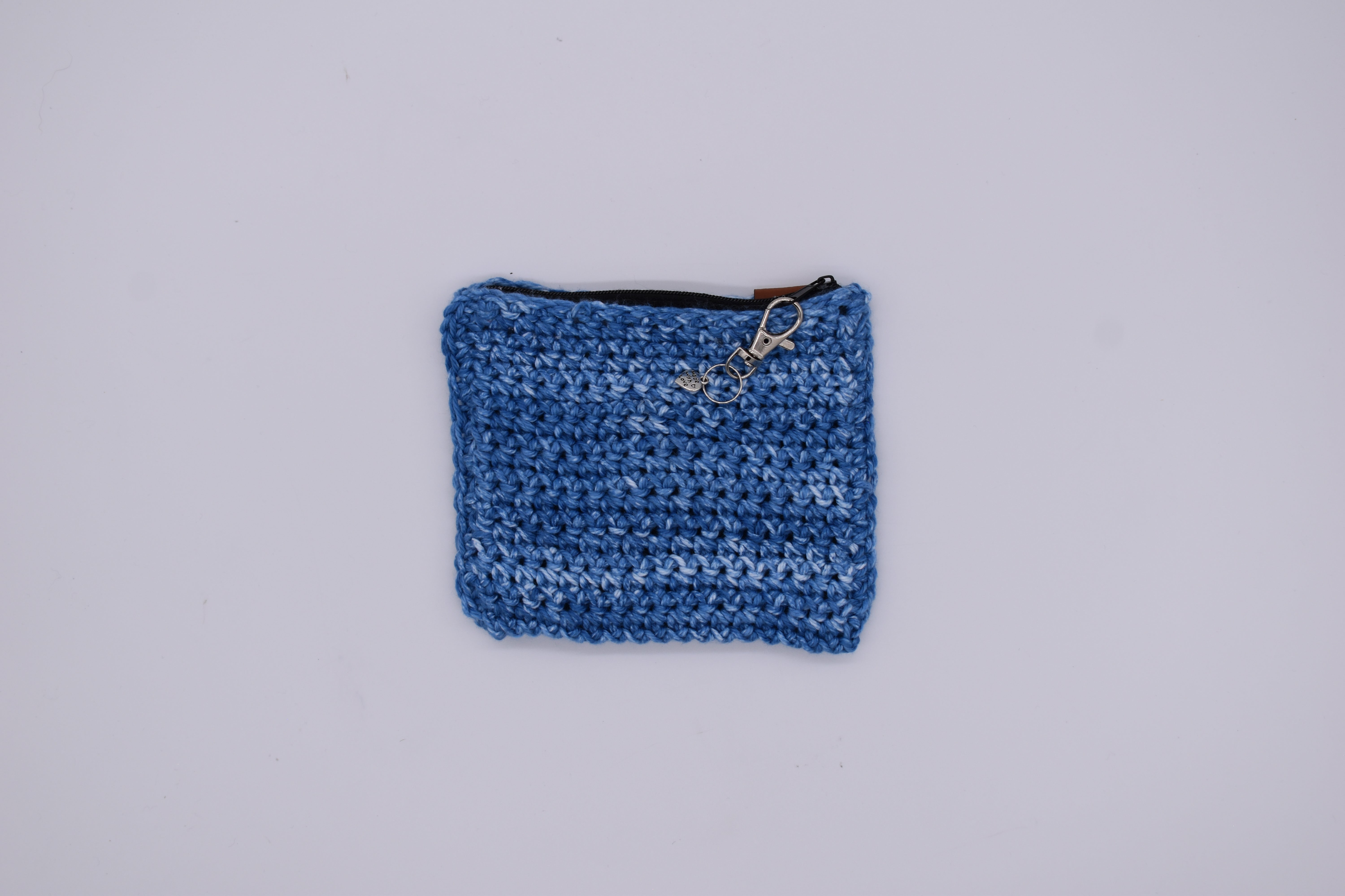 Jumieez Handcrafted Crochet Pouch – Special Edition Small Blue with Flower Patch