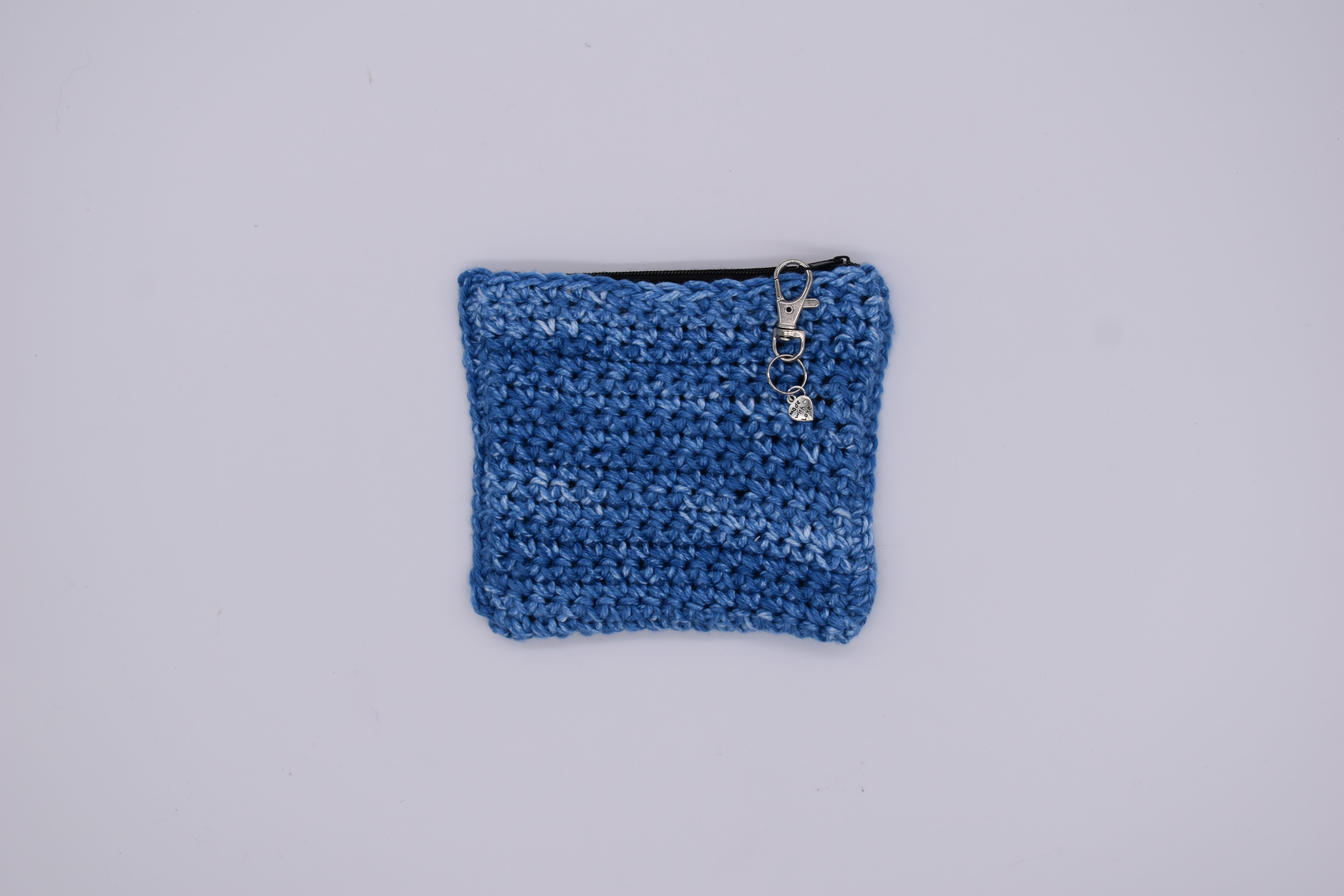 Jumieez Handcrafted Crochet Pouch – Special Edition Small Blue with Love Patch