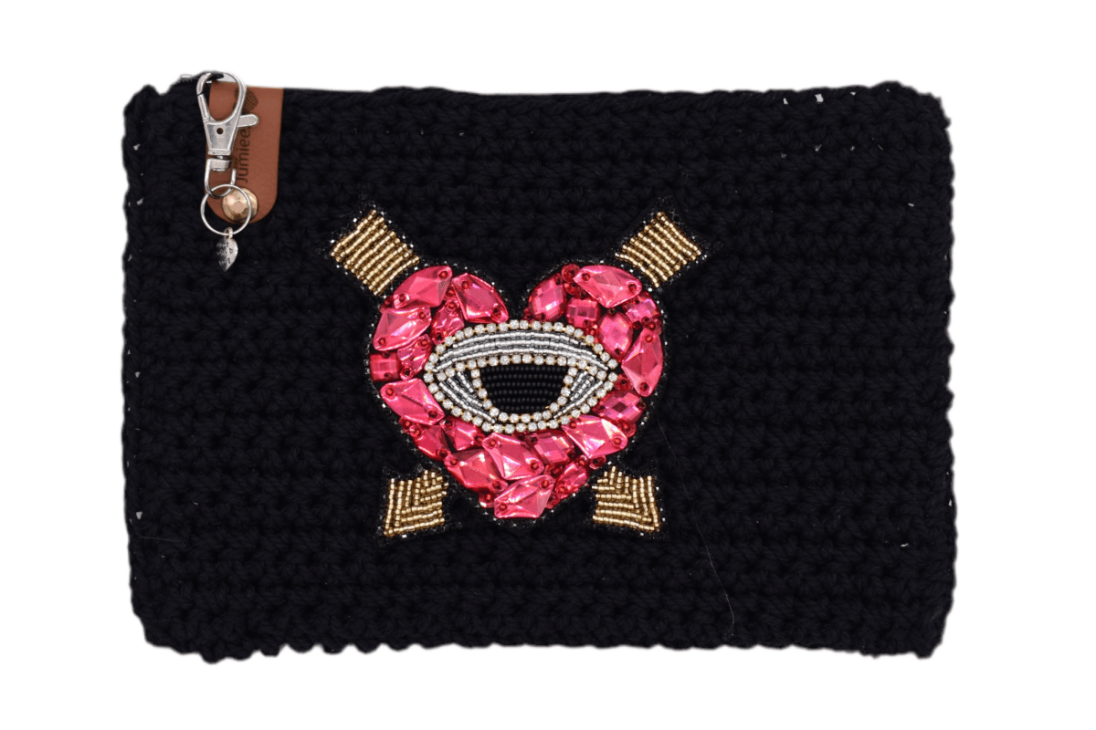 Handmade crochet zipper pouch for women