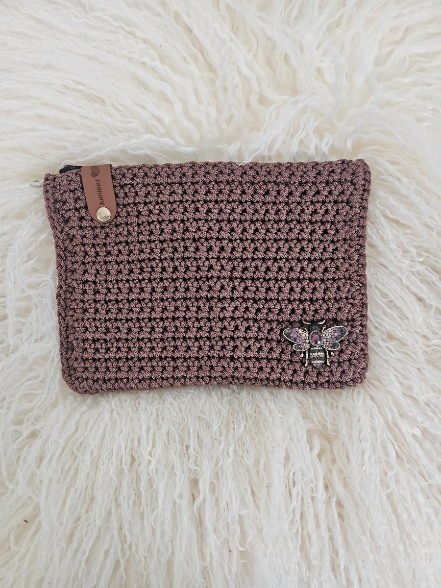 Handmade crochet zipper pouch for women
