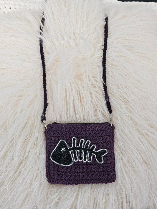 Handmade crochet zipper pouch for women