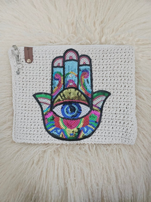 Handmade crochet zipper pouch for women