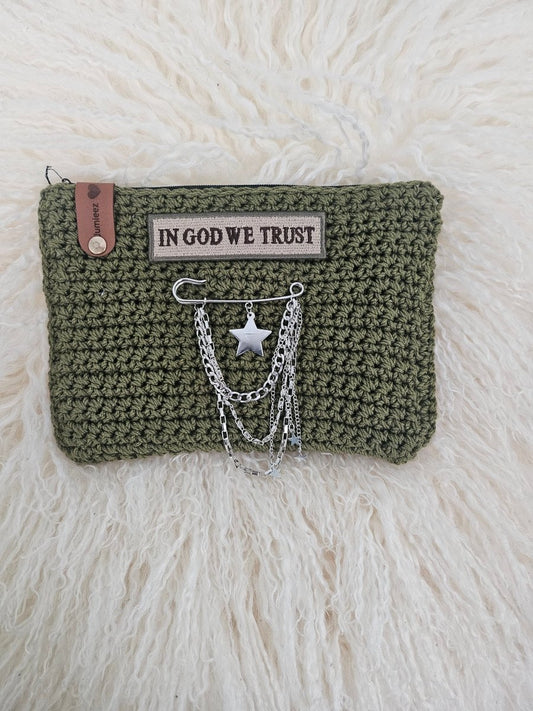 Handmade crochet zipper pouch for women